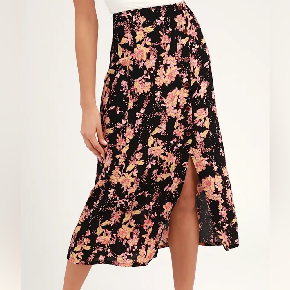 Free People Button Down Maxi Floral Skirt 0 Hippie Boho